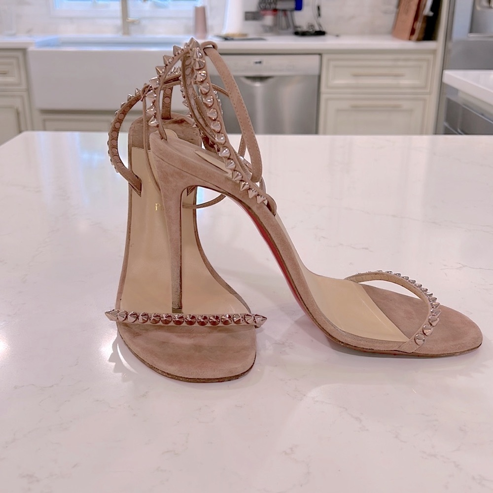 Authentic Christian Louboutin So Me Veau Velours with Rose Gold Studs